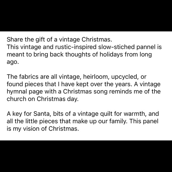 Vintage Santas Key Rustic Slow Stitch Hand Sewn Christmas Pannel - Picture 6 of 6